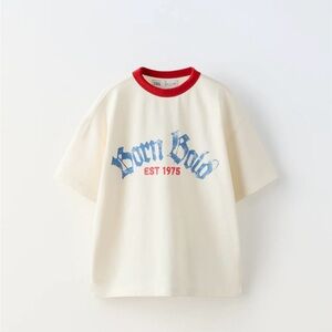 Zara Cream and Red Graphic Tee